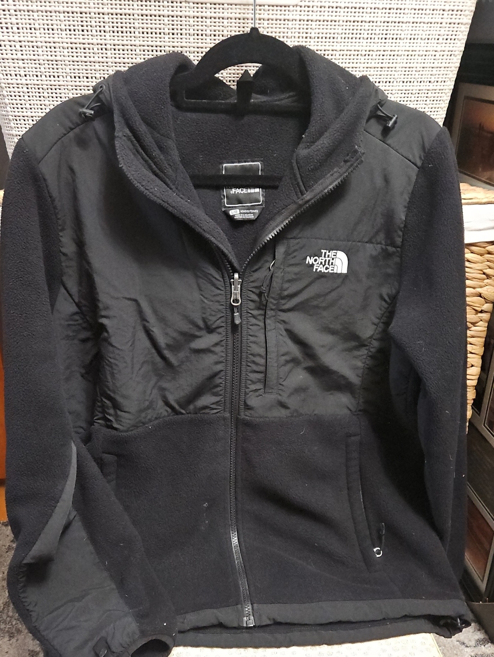 The North Face Black Hooded Fleece Jacket with Chest Panels
